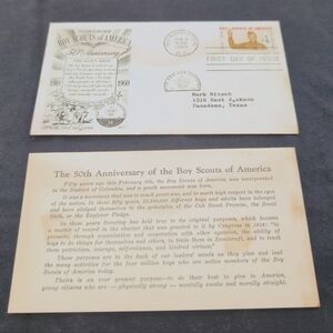 1960 FDC Boy Scouts of America 50th Anniversary Envelope and Card